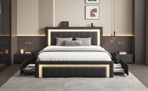 Full queen bed frame - bed, with