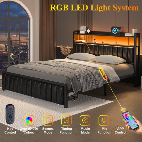 Full queen size metal led - metal, bed