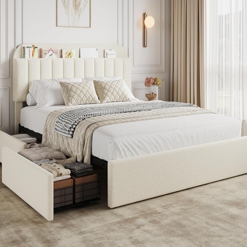 Beige queen size - queen, frame