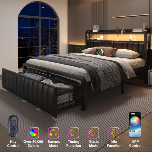 Full queen led bed - frame, with